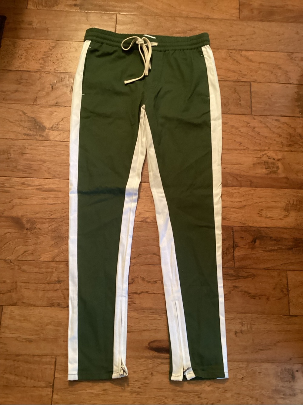 Fashion Nova Olive Green Joggers with White Side Stripes